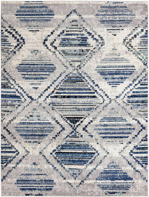 Blue Gray 9' 10 x 13' Tagine Rectangle Area Rug Durable 100% Polyester Modern Unique Easy Clean Carpet for Indoor Home Decor for Sale at Rug Engine