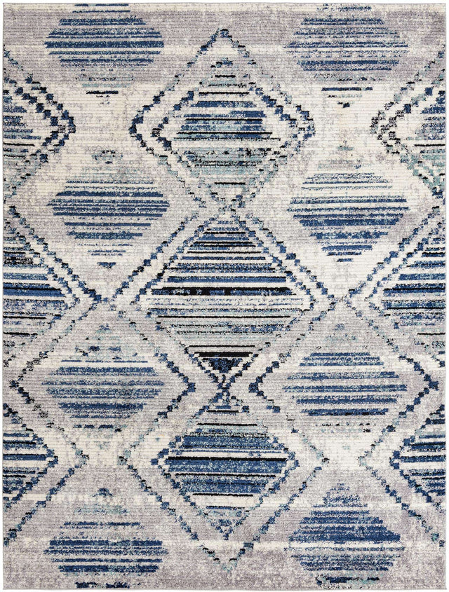 Blue Gray 9' 10 x 13' Tagine Rectangle Area Rug Durable 100% Polyester Modern Unique Easy Clean Carpet for Indoor Home Decor for Sale at Rug Engine