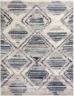 Blue Gray 9' x 12' Tagine Rectangle Area Rug Durable 100% Polyester Modern Unique Easy Clean Carpet for Indoor Home Decor for Sale at Rug Engine