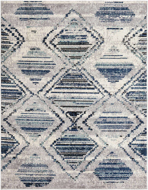 Blue Gray 7' 10 x 10' Tagine Rectangle Area Rug Durable 100% Polyester Modern Unique Easy Clean Carpet for Indoor Home Decor for Sale at Rug Engine