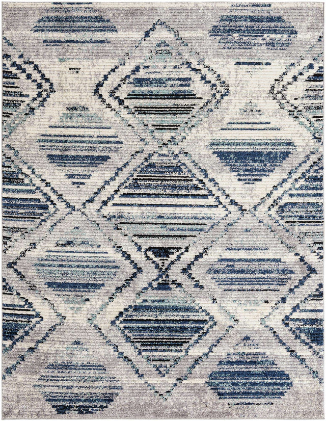 Blue Gray 7' 10 x 10' Tagine Rectangle Area Rug Durable 100% Polyester Modern Unique Easy Clean Carpet for Indoor Home Decor for Sale at Rug Engine