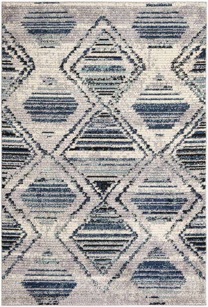Blue Gray 6' x 9' Tagine Rectangle Area Rug Durable 100% Polyester Modern Unique Easy Clean Carpet for Indoor Home Decor for Sale at Rug Engine