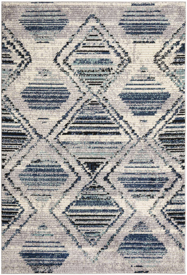 Blue Gray 6' x 9' Tagine Rectangle Area Rug Durable 100% Polyester Modern Unique Easy Clean Carpet for Indoor Home Decor for Sale at Rug Engine