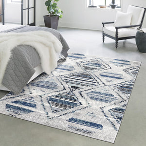 Blue Gray 2' x 3' Tagine Rectangle Area Rug Durable 100% Polyester Modern Unique Easy Clean Carpet for Indoor Home Decor for Sale at Rug Engine