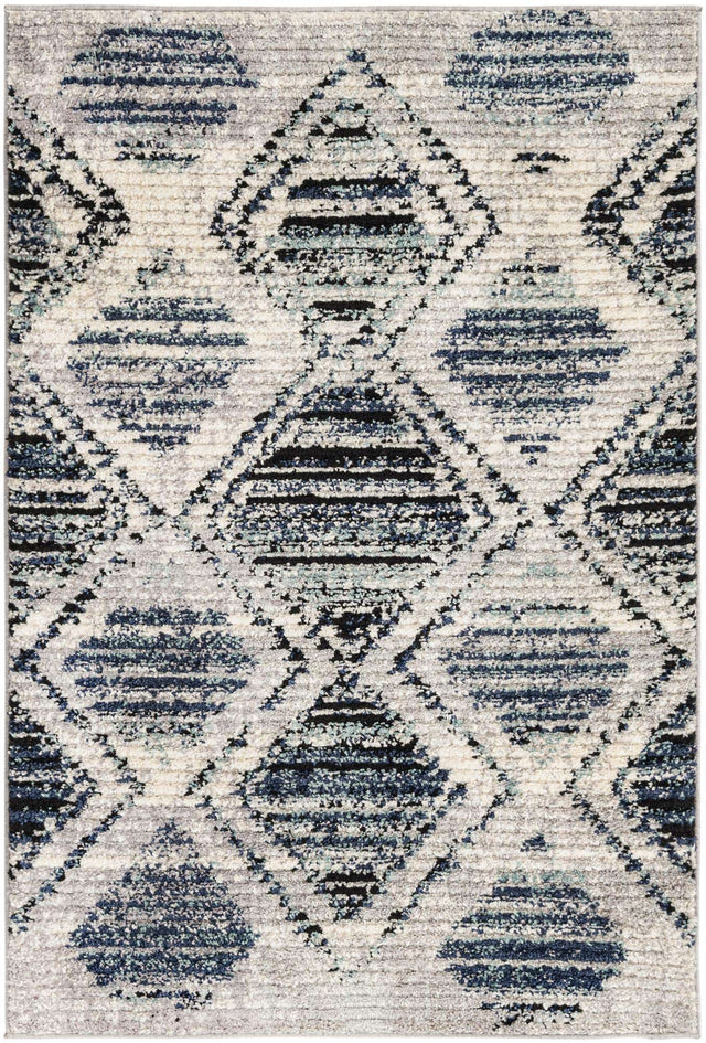 Blue Gray 4' x 6' Tagine Rectangle Area Rug Durable 100% Polyester Modern Unique Easy Clean Carpet for Indoor Home Decor for Sale at Rug Engine
