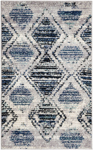 Blue Gray 3' 3 x 5' 3 Tagine Rectangle Area Rug Durable 100% Polyester Modern Unique Easy Clean Carpet for Indoor Home Decor for Sale at Rug Engine