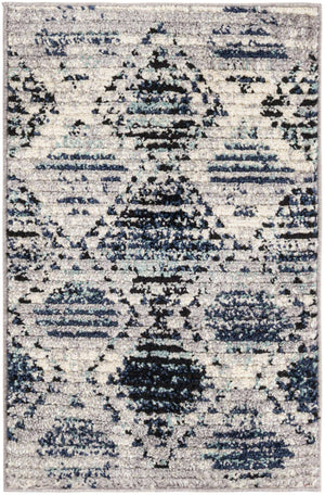 Blue Gray 2' x 3' Tagine Rectangle Area Rug Durable 100% Polyester Modern Unique Easy Clean Carpet for Indoor Home Decor for Sale at Rug Engine