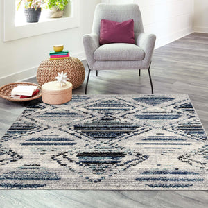 Blue Gray 7' 10 x 7' 10 Tagine Square Area Rug Durable 100% Polyester Modern Unique Easy Clean Carpet for Indoor Home Decor for Sale at Rug Engine