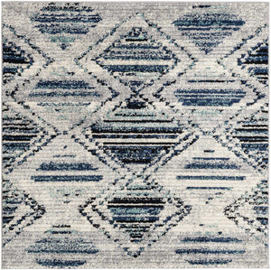 Blue Gray 5' 3 x 5' 3 Tagine Square Area Rug Durable 100% Polyester Modern Unique Easy Clean Carpet for Indoor Home Decor for Sale at Rug Engine
