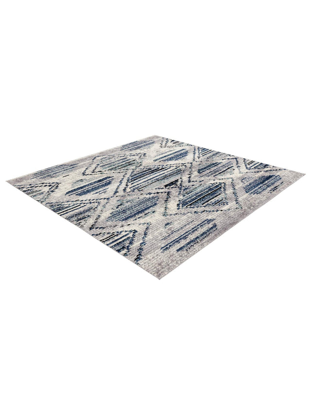 Blue Gray 7' 10 x 7' 10 Tagine Square Area Rug Durable 100% Polyester Modern Unique Easy Clean Carpet for Indoor Home Decor for Sale at Rug Engine