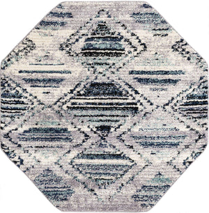 Blue Gray 5' 3 x 5' 3 Tagine Octagon Area Rug Durable 100% Polyester Modern Unique Easy Clean Carpet for Indoor Home Decor for Sale at Rug Engine