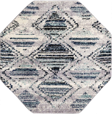Blue Gray 5' 3 x 5' 3 Tagine Octagon Area Rug Durable 100% Polyester Modern Unique Easy Clean Carpet for Indoor Home Decor for Sale at Rug Engine