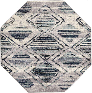 Blue Gray 7' 10 x 7' 10 Tagine Octagon Area Rug Durable 100% Polyester Modern Unique Easy Clean Carpet for Indoor Home Decor for Sale at Rug Engine