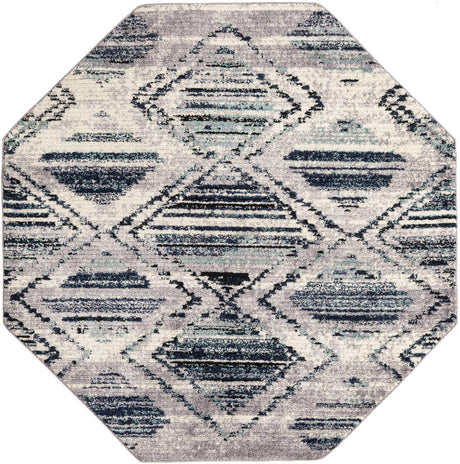 Blue Gray 7' 10 x 7' 10 Tagine Octagon Area Rug Durable 100% Polyester Modern Unique Easy Clean Carpet for Indoor Home Decor for Sale at Rug Engine