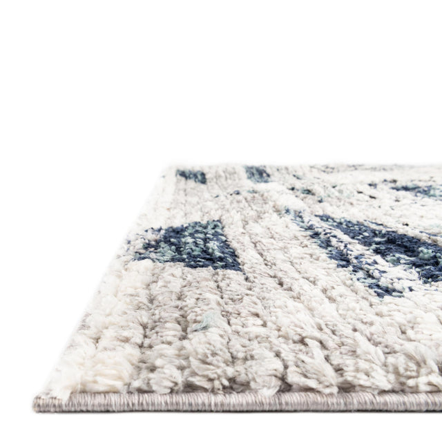 Blue Gray 2' x 7' 10 Tagine Runner Area Rug Durable 100% Polyester Modern Unique Easy Clean Carpet for Indoor Home Decor for Sale at Rug Engine