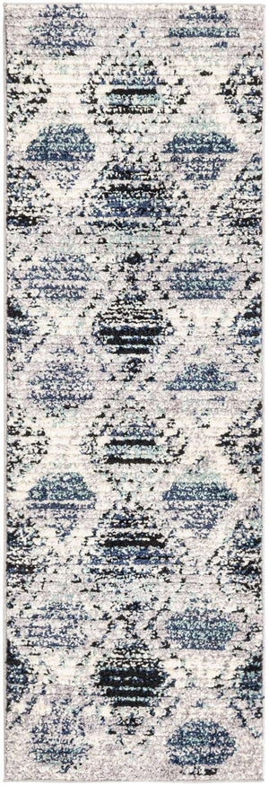 Blue Gray 2' x 6' Tagine Runner Area Rug Durable 100% Polyester Modern Unique Easy Clean Carpet for Indoor Home Decor for Sale at Rug Engine