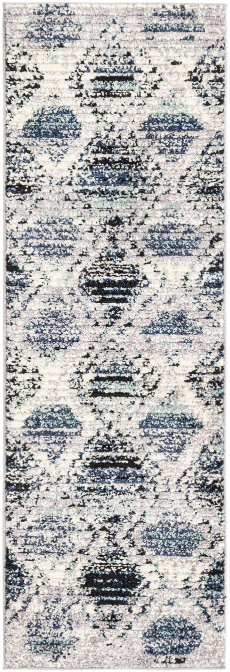 Blue Gray 2' x 6' Tagine Runner Area Rug Durable 100% Polyester Modern Unique Easy Clean Carpet for Indoor Home Decor for Sale at Rug Engine