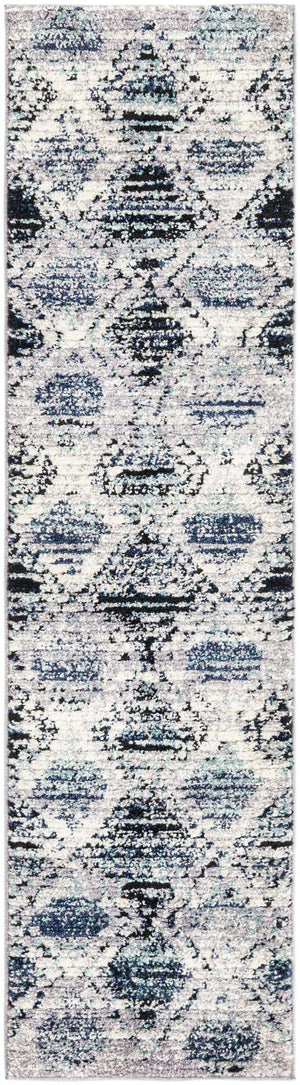 Blue Gray 2' x 7' 10 Tagine Runner Area Rug Durable 100% Polyester Modern Unique Easy Clean Carpet for Indoor Home Decor for Sale at Rug Engine