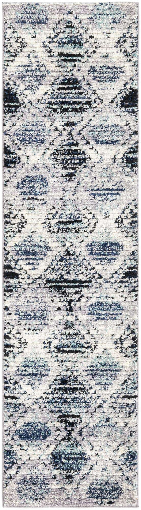Blue Gray 2' x 7' 10 Tagine Runner Area Rug Durable 100% Polyester Modern Unique Easy Clean Carpet for Indoor Home Decor for Sale at Rug Engine
