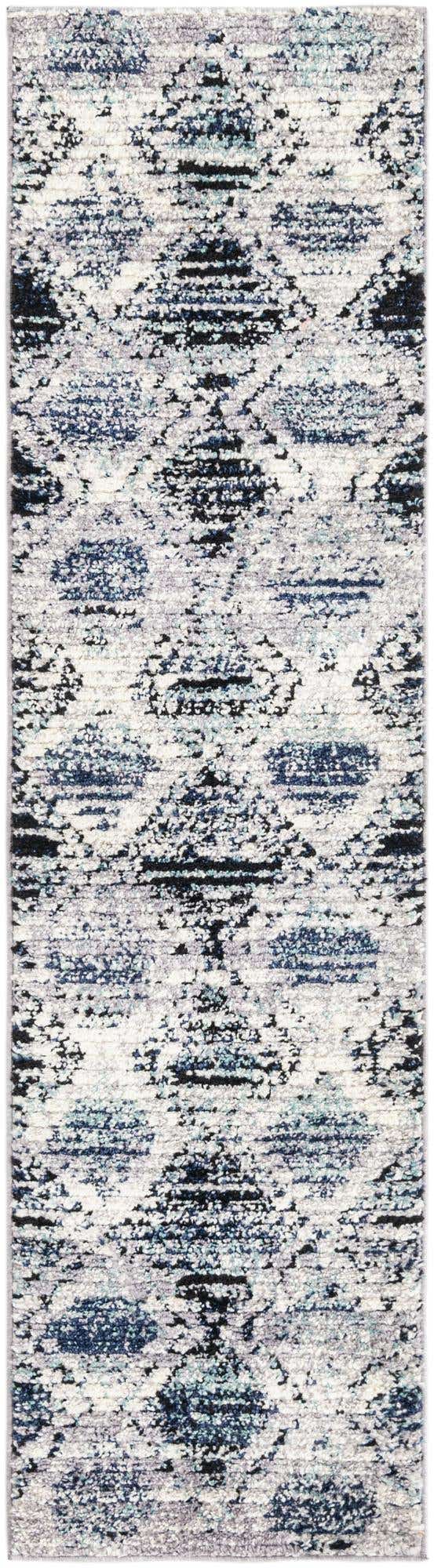 Blue Gray 2' x 7' 10 Tagine Runner Area Rug Durable 100% Polyester Modern Unique Easy Clean Carpet for Indoor Home Decor for Sale at Rug Engine