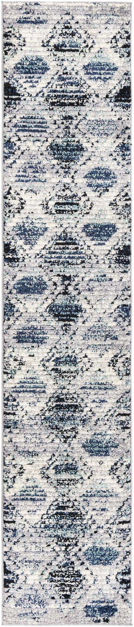 Blue Gray 2' x 10' Tagine Runner Area Rug Durable 100% Polyester Modern Unique Easy Clean Carpet for Indoor Home Decor for Sale at Rug Engine