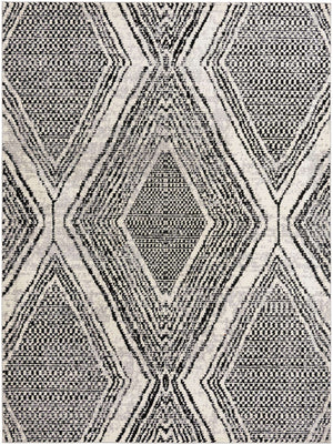 Black and White 9' 10 x 13' Tagine Rectangle Area Rug Durable 100% Polyester Modern Unique Easy Clean Carpet for Indoor Home Decor for Sale at Rug Engine