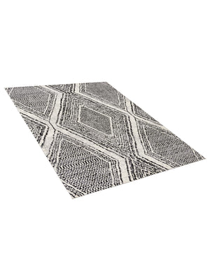 Black and White 9' x 12' Tagine Rectangle Area Rug Durable 100% Polyester Modern Unique Easy Clean Carpet for Indoor Home Decor for Sale at Rug Engine