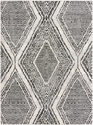Black and White 9' x 12' Tagine Rectangle Area Rug Durable 100% Polyester Modern Unique Easy Clean Carpet for Indoor Home Decor for Sale at Rug Engine