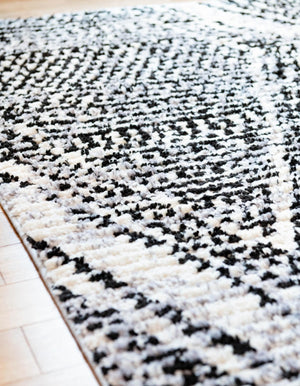 Black and White 4' x 6' Tagine Rectangle Area Rug Durable 100% Polyester Modern Unique Easy Clean Carpet for Indoor Home Decor for Sale at Rug Engine