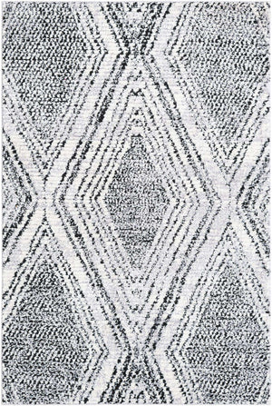 Black and White 5' 3 x 8' Tagine Rectangle Area Rug Durable 100% Polyester Modern Unique Easy Clean Carpet for Indoor Home Decor for Sale at Rug Engine