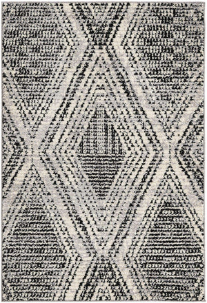 Black and White 4' x 6' Tagine Rectangle Area Rug Durable 100% Polyester Modern Unique Easy Clean Carpet for Indoor Home Decor for Sale at Rug Engine