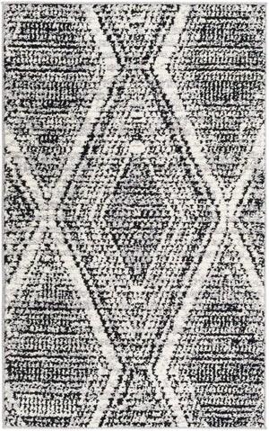 Black and White 3' 3 x 5' 3 Tagine Rectangle Area Rug Durable 100% Polyester Modern Unique Easy Clean Carpet for Indoor Home Decor for Sale at Rug Engine