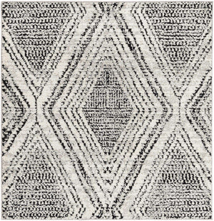 Black and White 5' 3 x 5' 3 Tagine Square Area Rug Durable 100% Polyester Modern Unique Easy Clean Carpet for Indoor Home Decor for Sale at Rug Engine