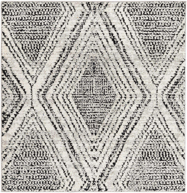 Black and White 5' 3 x 5' 3 Tagine Square Area Rug Durable 100% Polyester Modern Unique Easy Clean Carpet for Indoor Home Decor for Sale at Rug Engine