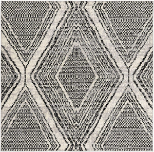 Black and White 7' 10 x 7' 10 Tagine Square Area Rug Durable 100% Polyester Modern Unique Easy Clean Carpet for Indoor Home Decor for Sale at Rug Engine