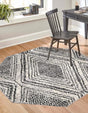 Black and White 7' 10 x 7' 10 Tagine Octagon Area Rug Durable 100% Polyester Modern Unique Easy Clean Carpet for Indoor Home Decor for Sale at Rug Engine