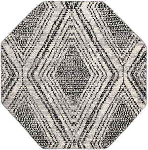 Black and White 5' 3 x 5' 3 Tagine Octagon Area Rug Durable 100% Polyester Modern Unique Easy Clean Carpet for Indoor Home Decor for Sale at Rug Engine