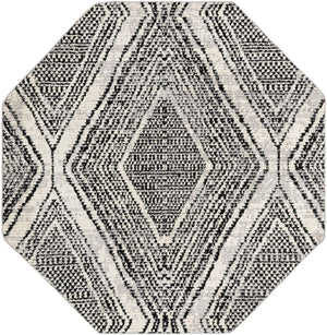 Black and White 7' 10 x 7' 10 Tagine Octagon Area Rug Durable 100% Polyester Modern Unique Easy Clean Carpet for Indoor Home Decor for Sale at Rug Engine