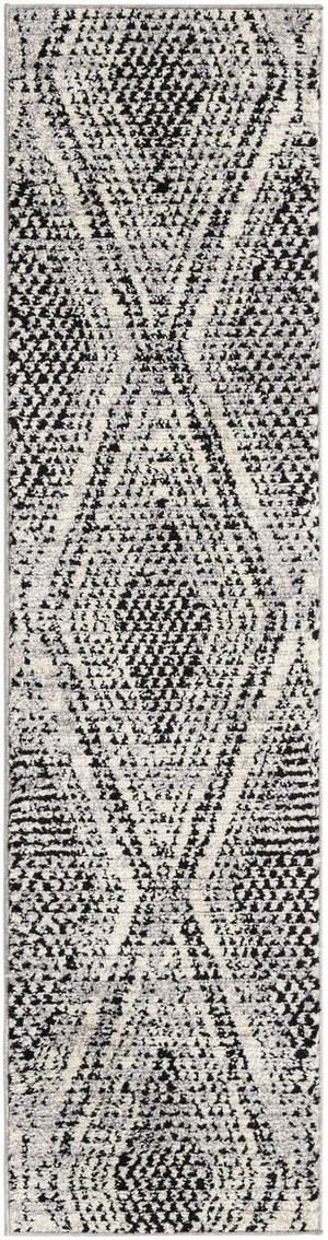 Black and White 2' x 7' 10 Tagine Runner Area Rug Durable 100% Polyester Modern Unique Easy Clean Carpet for Indoor Home Decor for Sale at Rug Engine