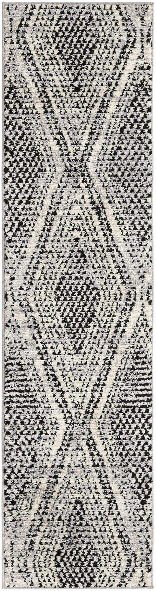 Black and White 2' x 7' 10 Tagine Runner Area Rug Durable 100% Polyester Modern Unique Easy Clean Carpet for Indoor Home Decor for Sale at Rug Engine
