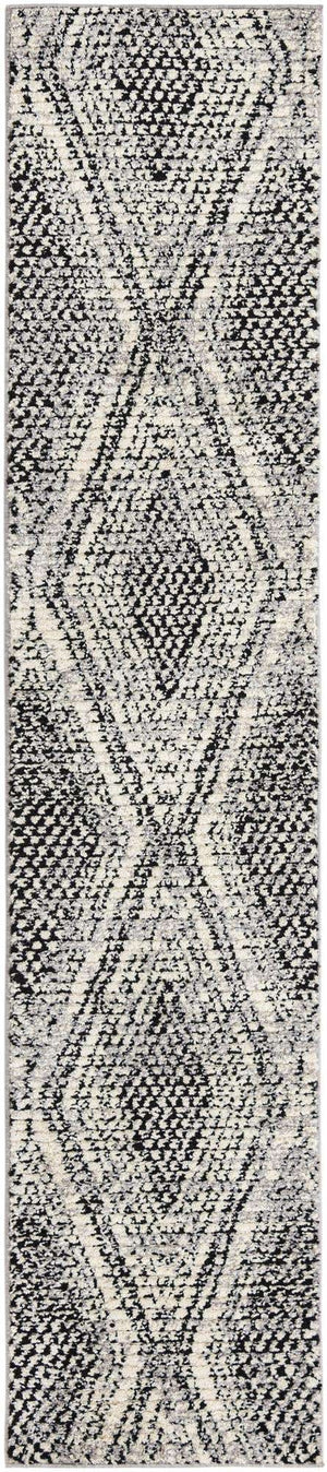 Black and White 2' x 10' Tagine Runner Area Rug Durable 100% Polyester Modern Unique Easy Clean Carpet for Indoor Home Decor for Sale at Rug Engine
