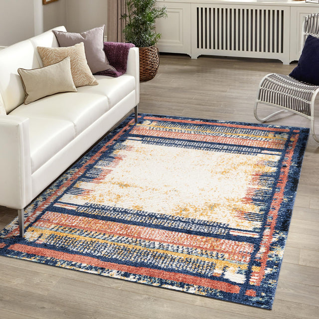Multicolor 4' x 6' Tagine Rectangle Area Rug Durable 100% Polyester Modern Unique Easy Clean Carpet for Indoor Home Decor for Sale at Rug Engine