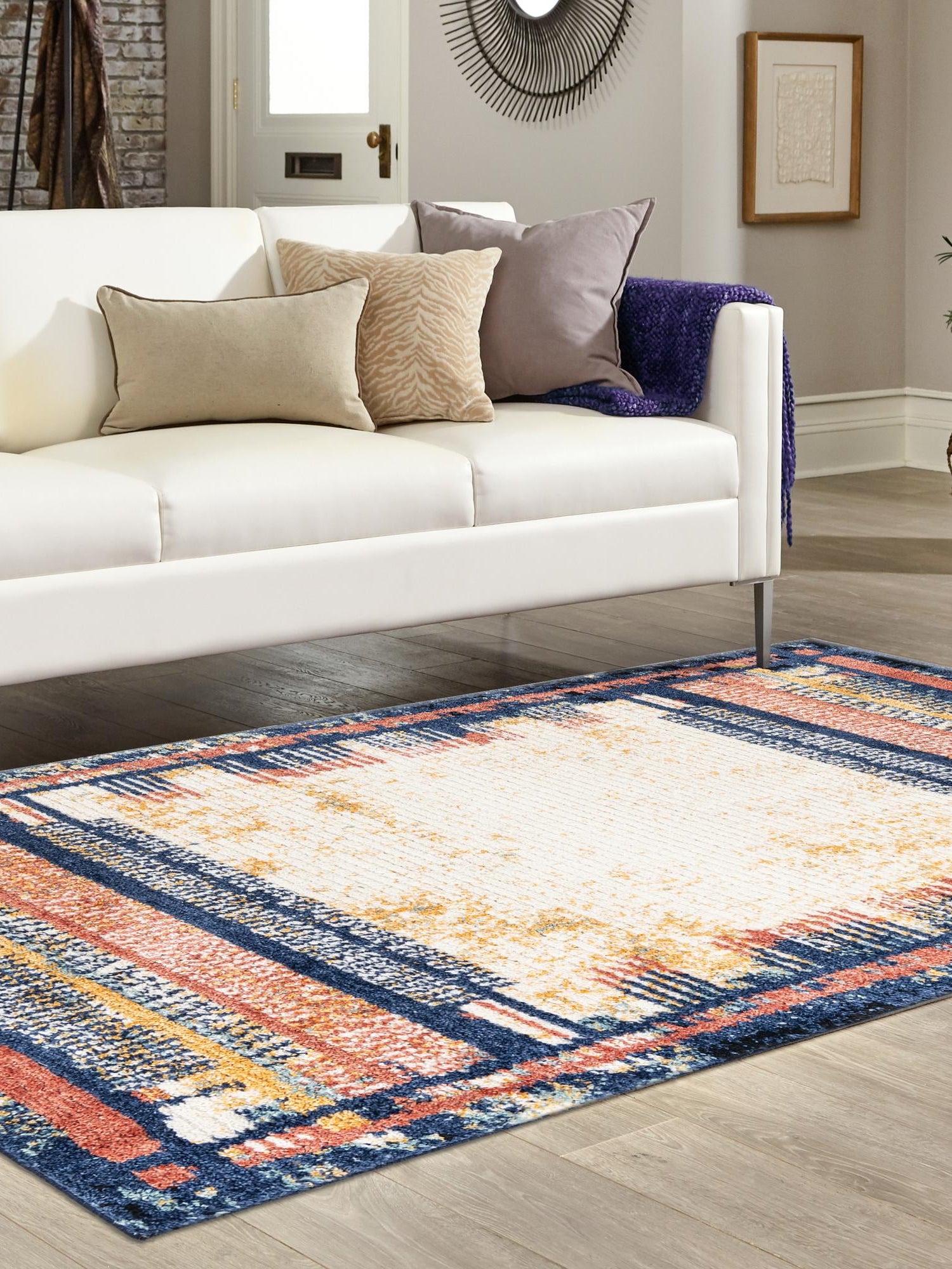 Multicolor 4' x 6' Tagine Rectangle Area Rug Durable 100% Polyester Modern Unique Easy Clean Carpet for Indoor Home Decor for Sale at Rug Engine