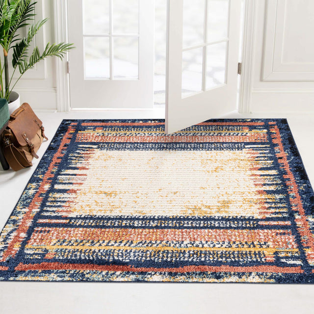 Multicolor 5' 3 x 5' 3 Tagine Square Area Rug Durable 100% Polyester Modern Unique Easy Clean Carpet for Indoor Home Decor for Sale at Rug Engine