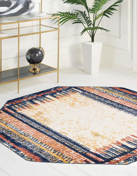 Multicolor 7' 10 x 7' 10 Tagine Octagon Area Rug Durable 100% Polyester Modern Unique Easy Clean Carpet for Indoor Home Decor for Sale at Rug Engine