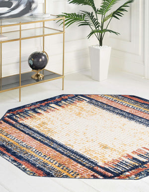 Multicolor 5' 3 x 5' 3 Tagine Octagon Area Rug Durable 100% Polyester Modern Unique Easy Clean Carpet for Indoor Home Decor for Sale at Rug Engine