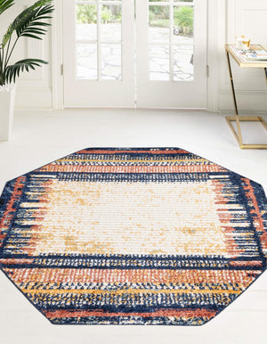 Multicolor 5' 3 x 5' 3 Tagine Octagon Area Rug Durable 100% Polyester Modern Unique Easy Clean Carpet for Indoor Home Decor for Sale at Rug Engine