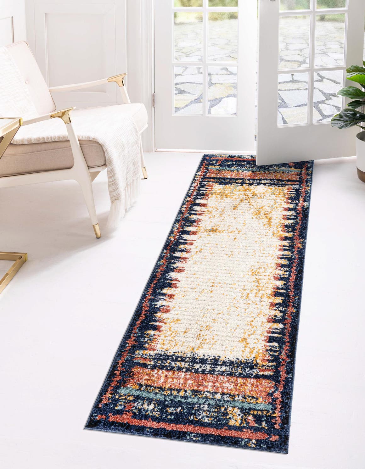 Multicolor 2' 7 x 12' Tagine Runner Area Rug Durable 100% Polyester Modern Unique Easy Clean Carpet for Indoor Home Decor for Sale at Rug Engine