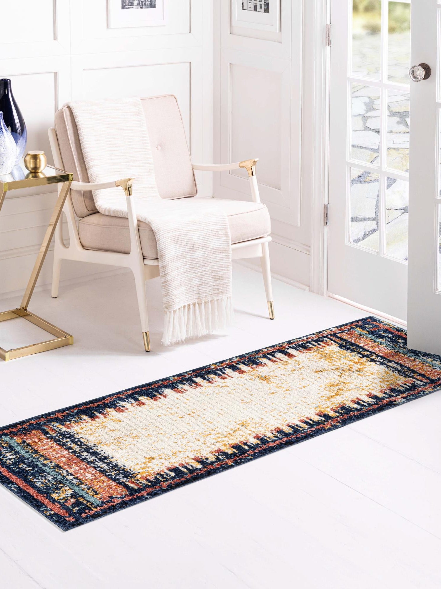 Multicolor 2' 7 x 12' Tagine Runner Area Rug Durable 100% Polyester Modern Unique Easy Clean Carpet for Indoor Home Decor for Sale at Rug Engine