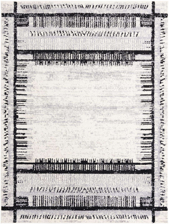 Black and White 9' x 12' Tagine Rectangle Area Rug Durable 100% Polyester Modern Unique Easy Clean Carpet for Indoor Home Decor for Sale at Rug Engine